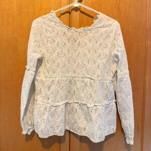 Sezane White Cotton Embroidered Blouse
